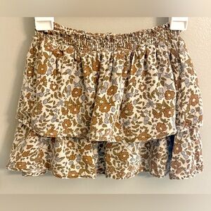 Rylee + Cru 4 5Y tiered mini skirt Bloom floral pattern brown sand & blue Spring